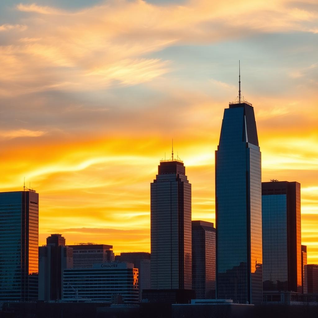 Charlotte, NC skyline at golden hour